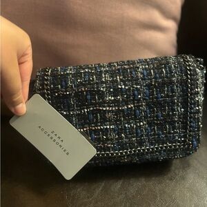 Zara Navy Tweed Clutch
